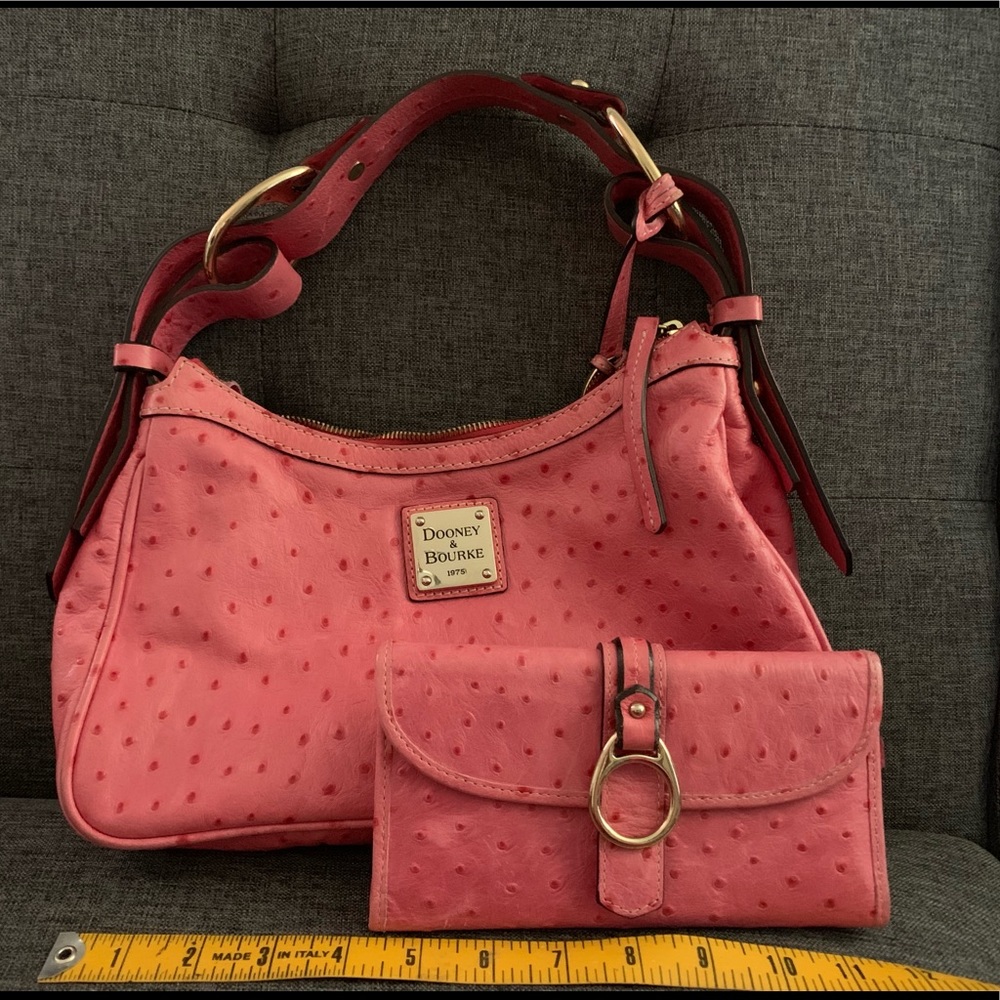 Authentic Pink Ostrich Dooney bag &  wallet.